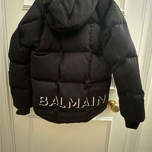 Balmain Black Hooded Puffer Coat